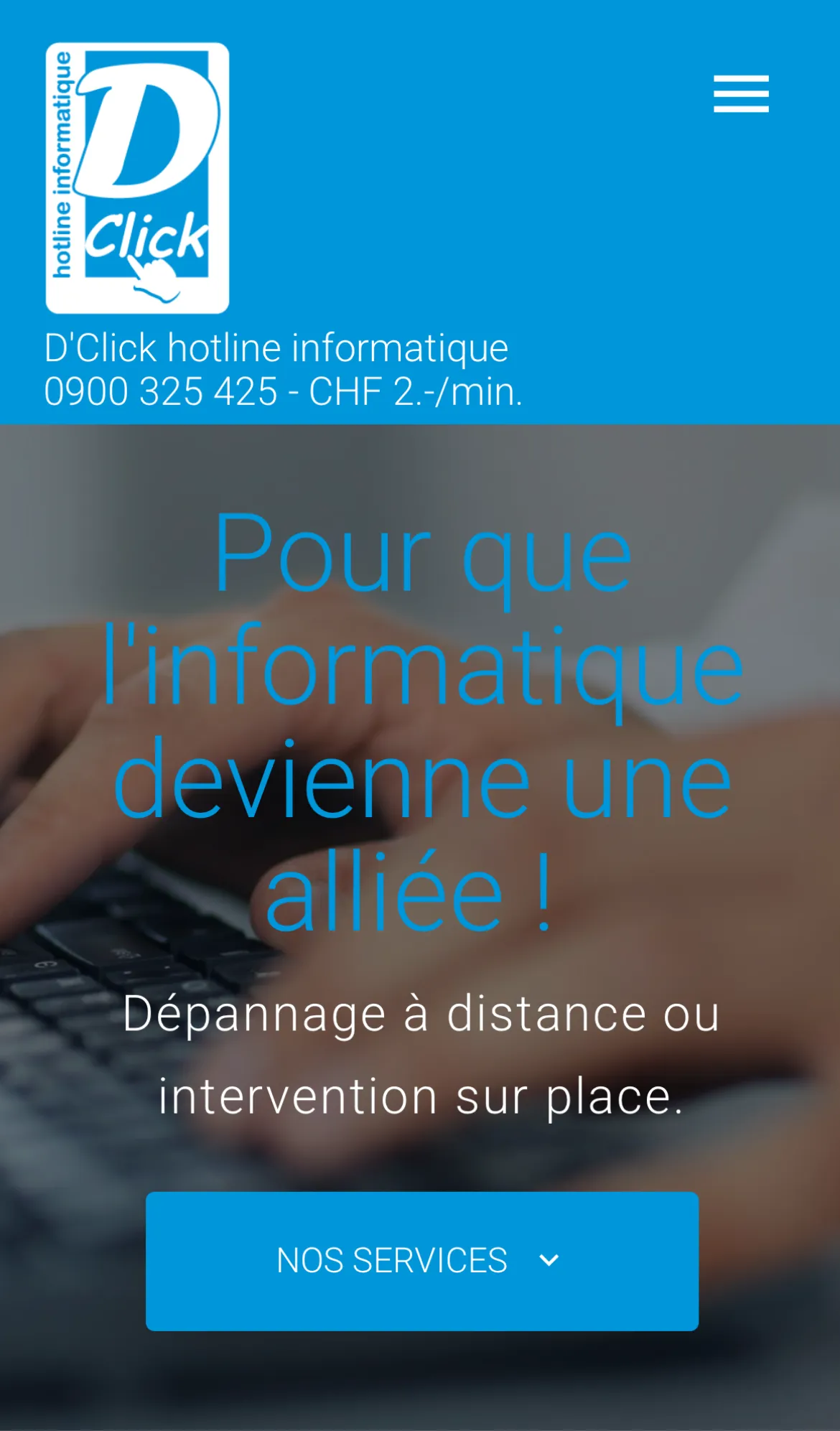Version mobile du site Dclick – services informatiques Suisse romande