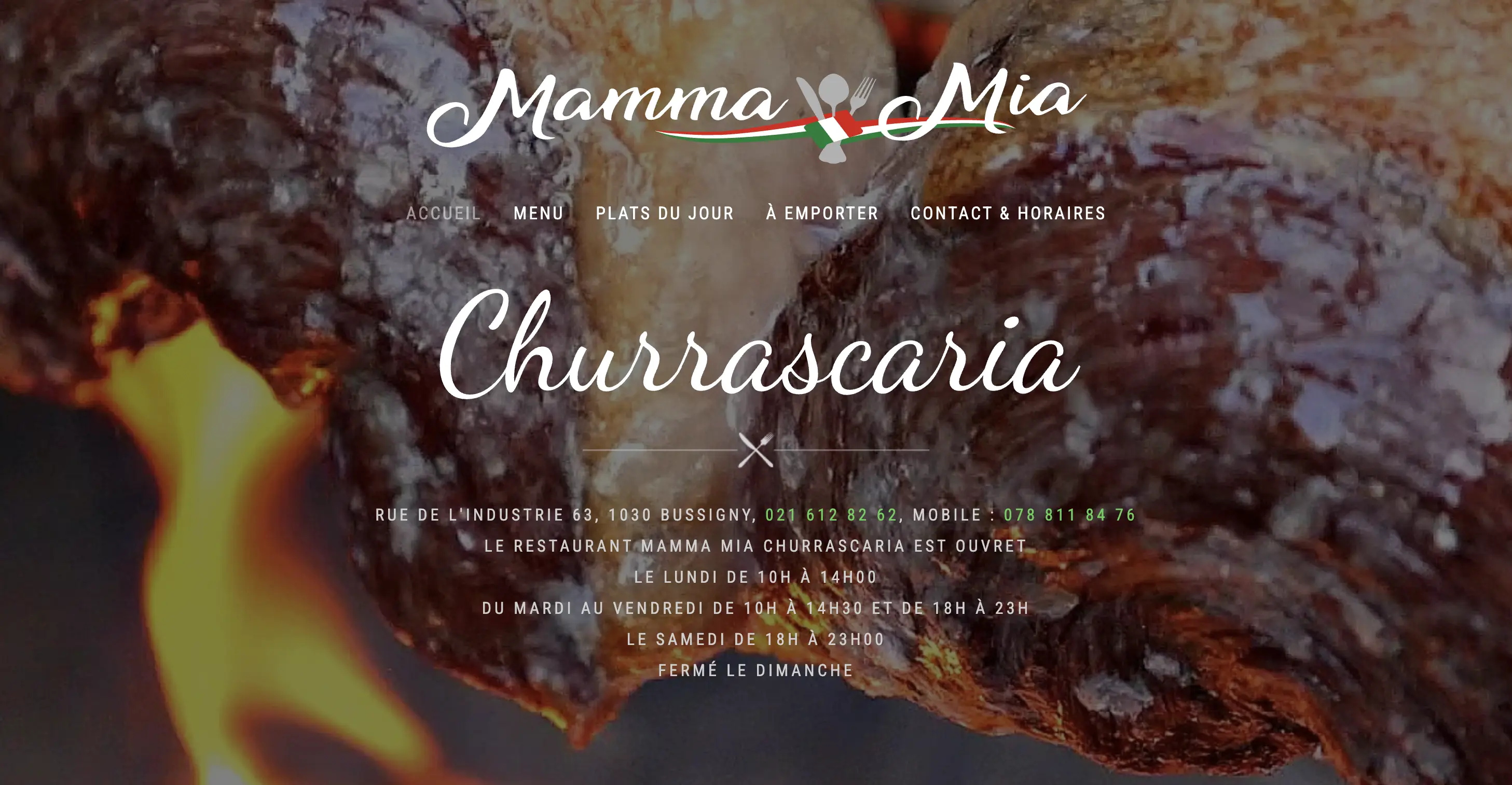 Site internet du restaurant Mamma Mia Churrascaria à Bussigny